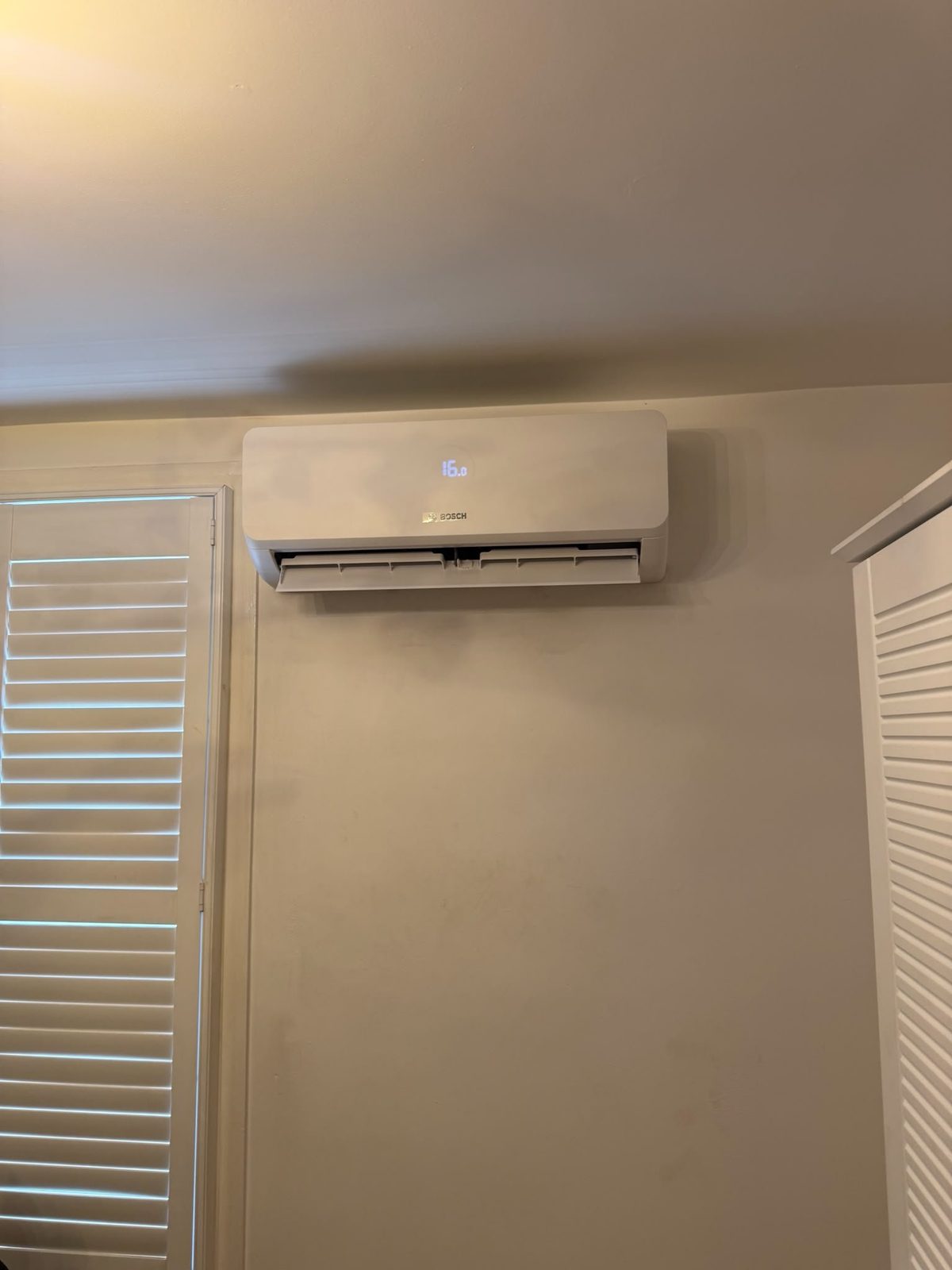 Bosch air conditioning unit installed in a bedroom