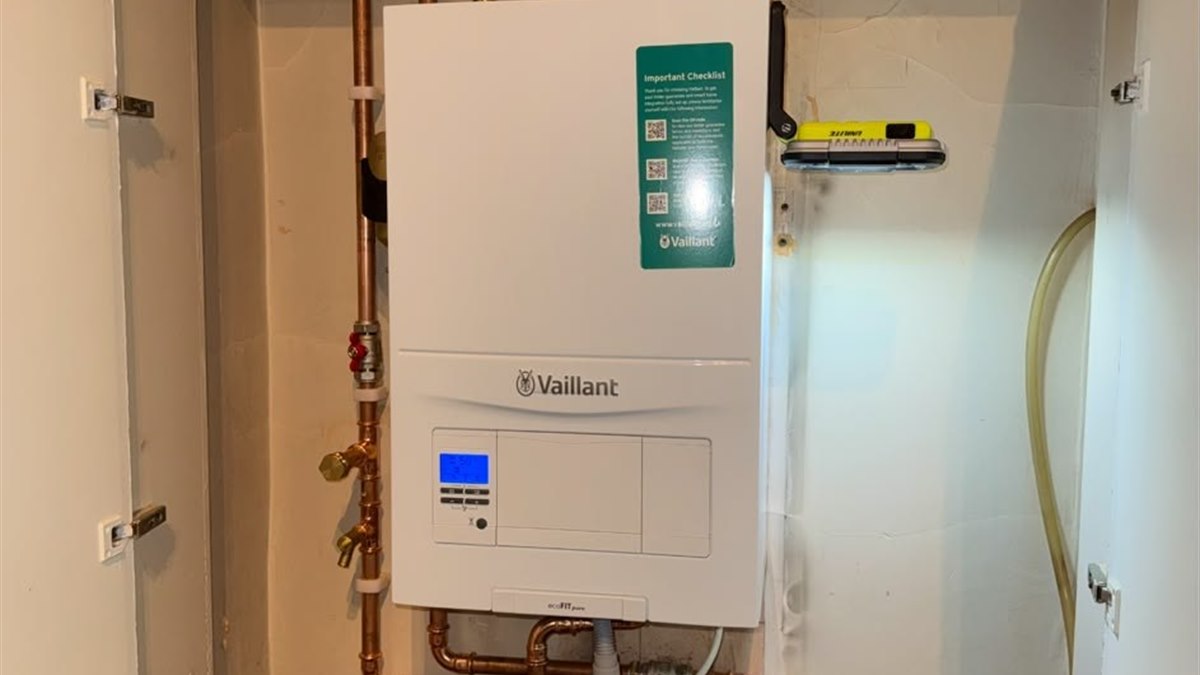 White Vaillant boiler installed on a wall